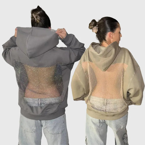 Backstage Crystal-Mesh Hoodie